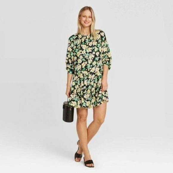 Who What Wear Dresses & Skirts - Who What Wear Electric Floral Dress Black Green Yellow Floral New